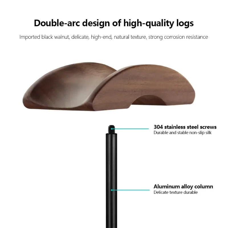 Walnut + Aluminum Headphone Stand
