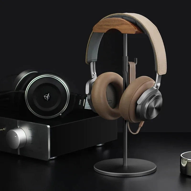 Walnut + Aluminum Headphone Stand