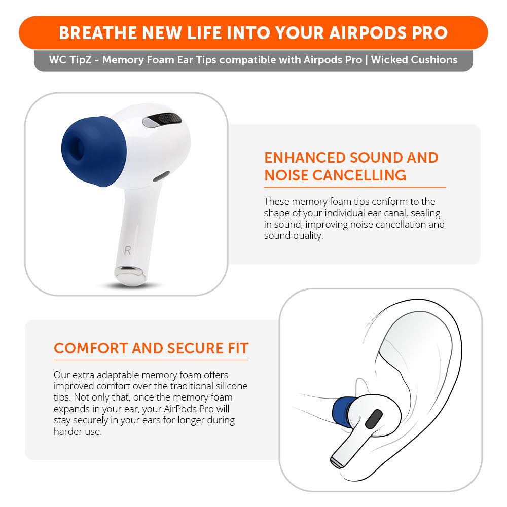 WC TipZ Memory Foam Ear Tips for AirPods Pro (1 & 2)