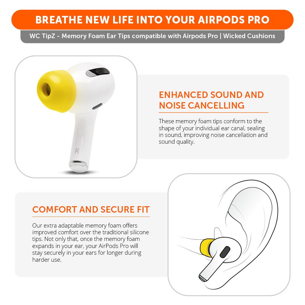 WC TipZ Memory Foam Ear Tips for AirPods Pro (1 & 2)