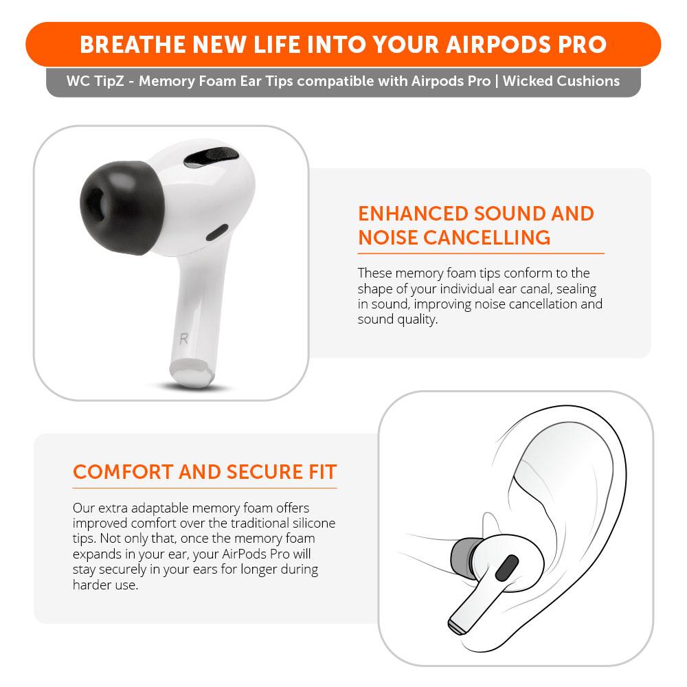WC TipZ Memory Foam Ear Tips for AirPods Pro (1 & 2)
