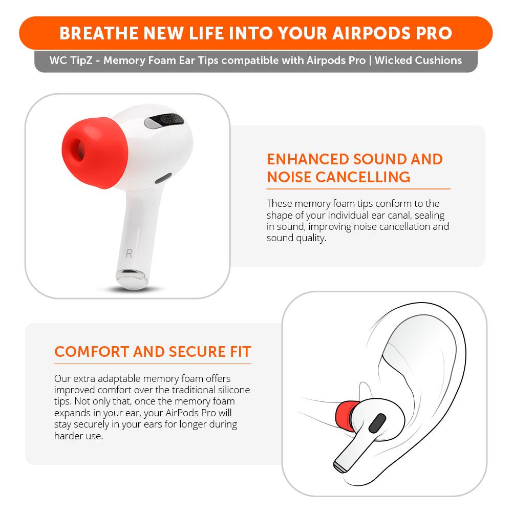 WC TipZ Memory Foam Ear Tips for AirPods Pro (1 & 2)