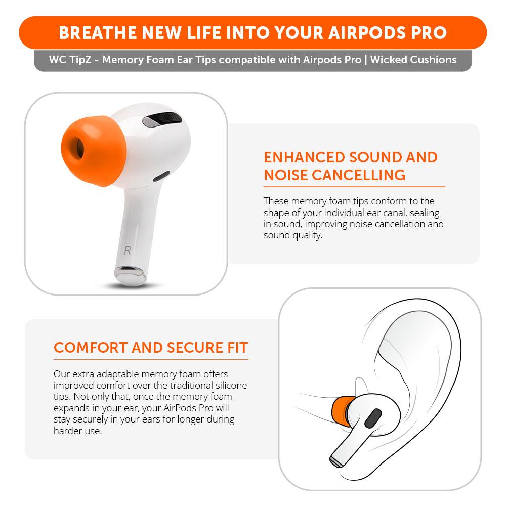 WC TipZ Memory Foam Ear Tips for AirPods Pro (1 & 2)