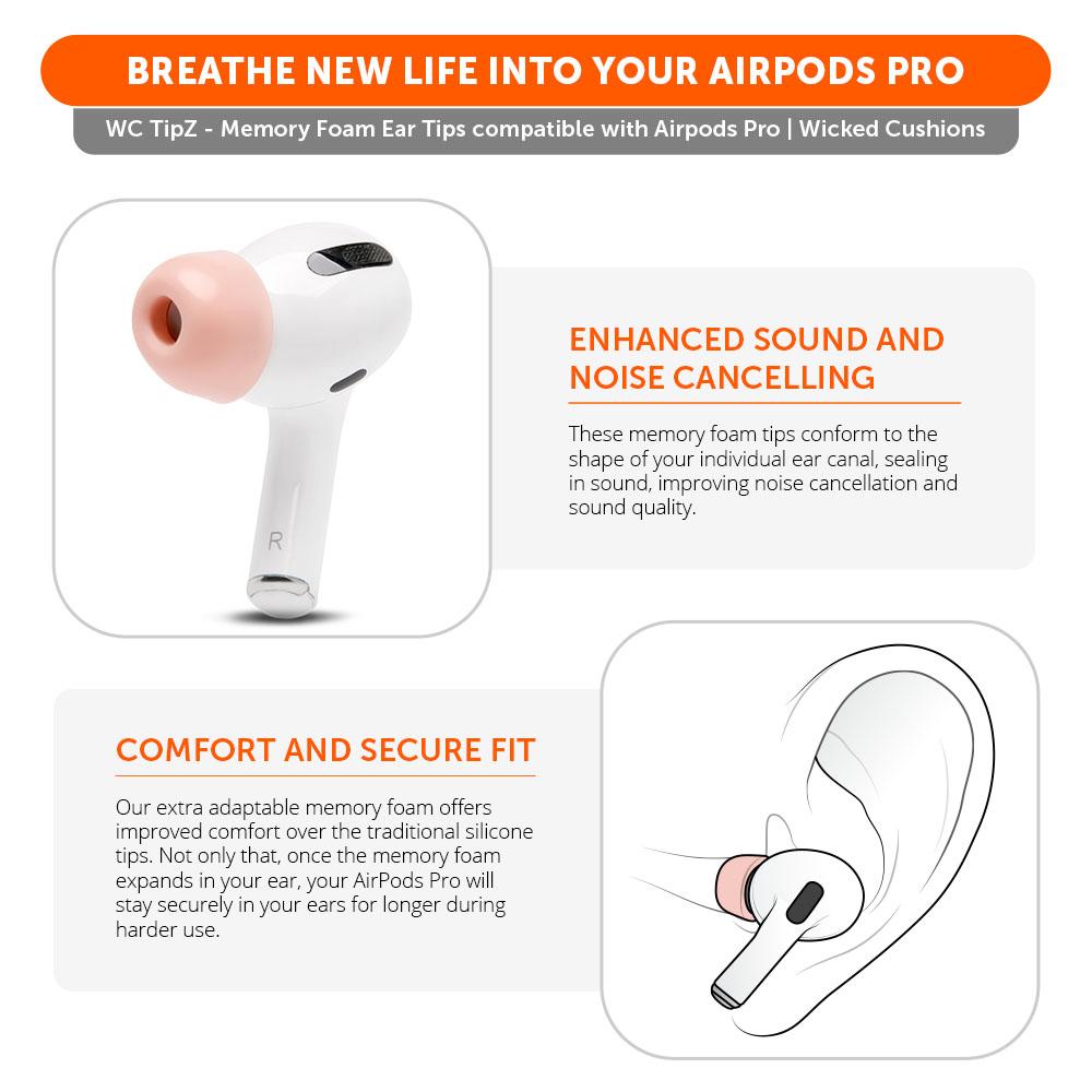 WC TipZ Memory Foam Ear Tips for AirPods Pro (1 & 2)